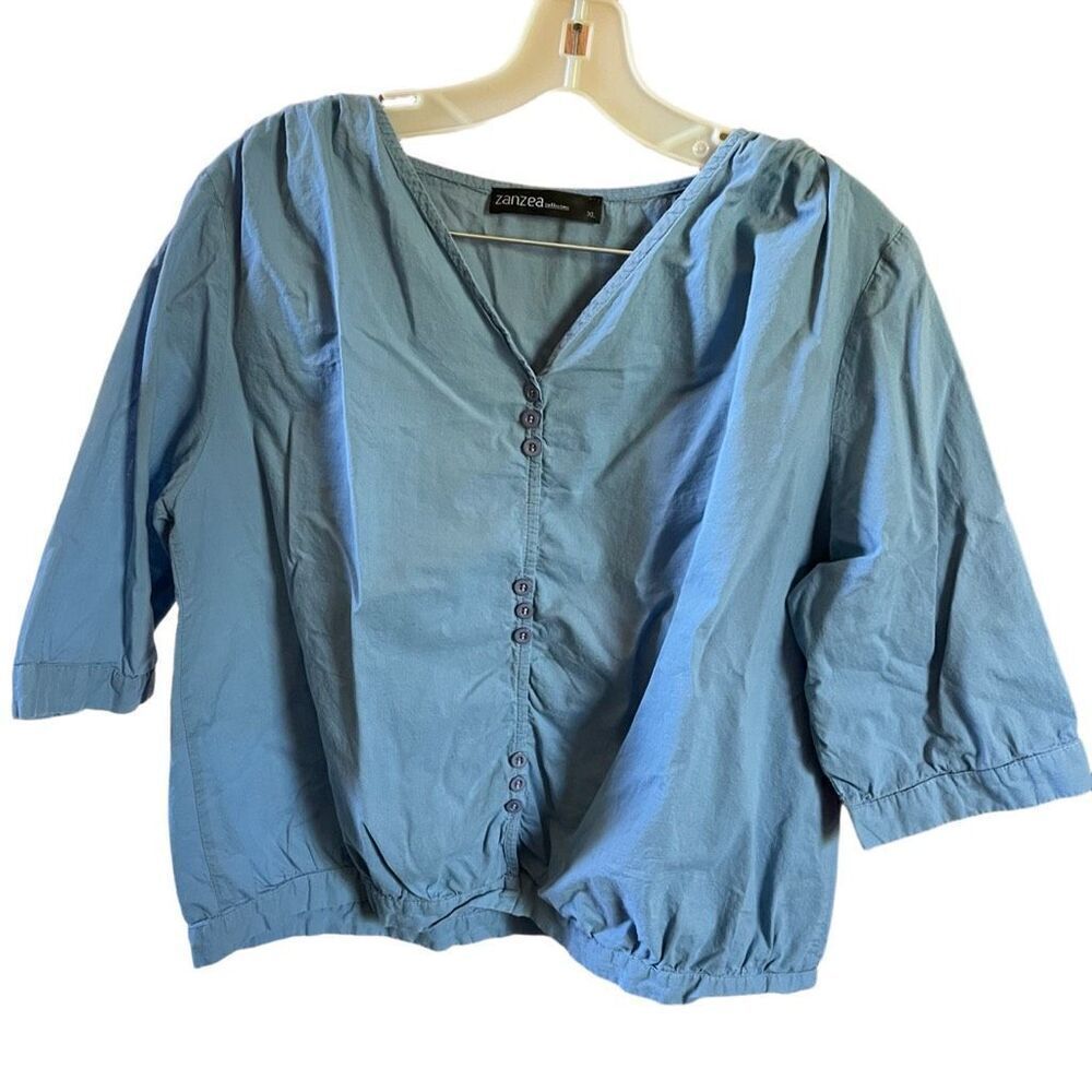 Zanzea size XL button down blouse puff sleeves relaxed fit casual beach